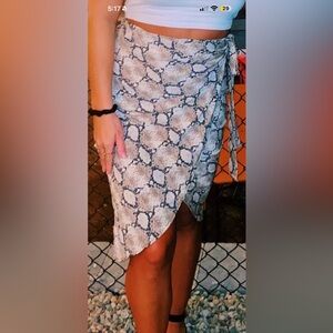 Wrap around snake skin print skirt
